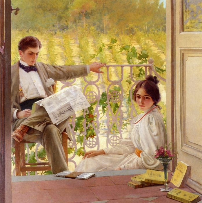 An Afternoon On The Porch by Vittorio Matteo Corcos